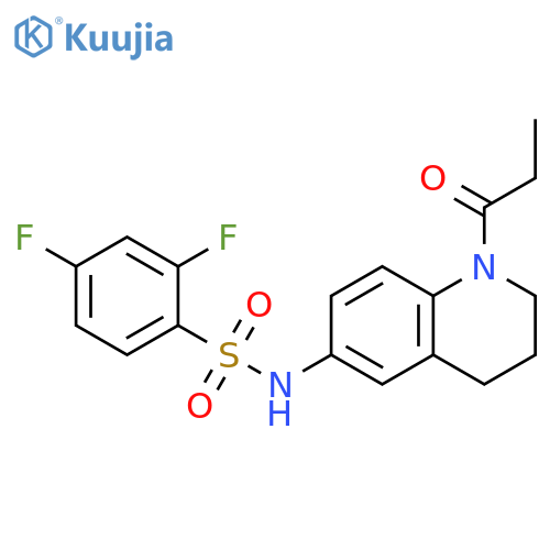 2,4-difluoro-N-(1-propanoyl-1,2,3,4-tetrahydroquinolin-6-yl)benzene-1-sulfonamide structure