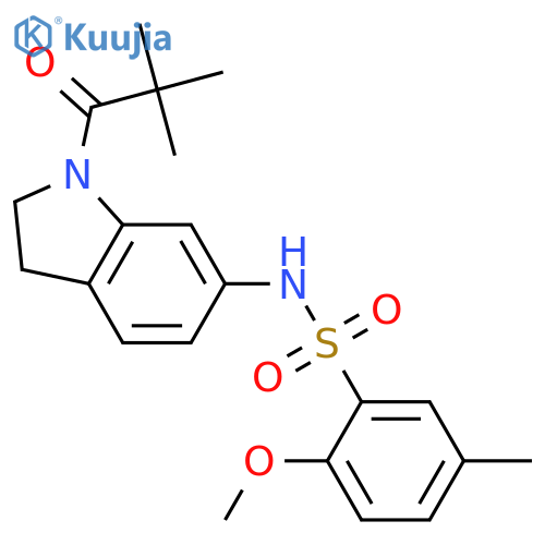 N-[1-(2,2-dimethylpropanoyl)-2,3-dihydro-1H-indol-6-yl]-2-methoxy-5-methylbenzene-1-sulfonamide structure