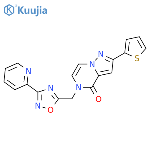 5-[(3-pyridin-2-yl-1,2,4-oxadiazol-5-yl)methyl]-2-thiophen-2-ylpyrazolo[1,5-a]pyrazin-4-one structure