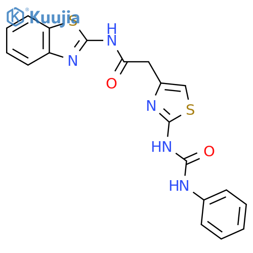 N-(1,3-benzothiazol-2-yl)-2-{2-[(phenylcarbamoyl)amino]-1,3-thiazol-4-yl}acetamide structure