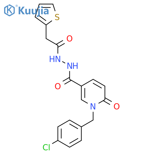 1-[(4-chlorophenyl)methyl]-6-oxo-N'-[2-(thiophen-2-yl)acetyl]-1,6-dihydropyridine-3-carbohydrazide structure