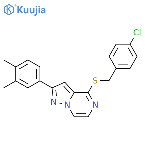 4-{[(4-chlorophenyl)methyl]sulfanyl}-2-(3,4-dimethylphenyl)pyrazolo[1,5-a]pyrazine structure
