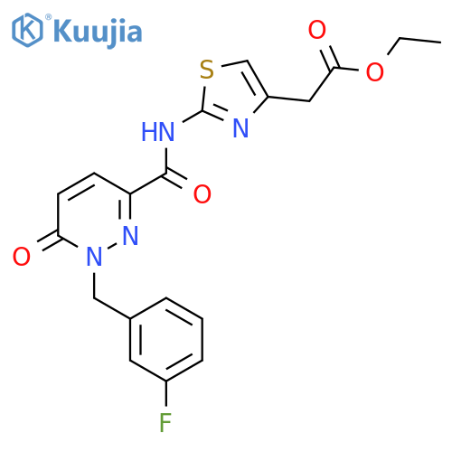 ethyl 2-(2-{1-[(3-fluorophenyl)methyl]-6-oxo-1,6-dihydropyridazine-3-amido}-1,3-thiazol-4-yl)acetate structure
