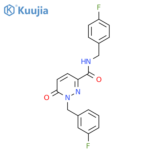 1-[(3-fluorophenyl)methyl]-N-[(4-fluorophenyl)methyl]-6-oxo-1,6-dihydropyridazine-3-carboxamide structure