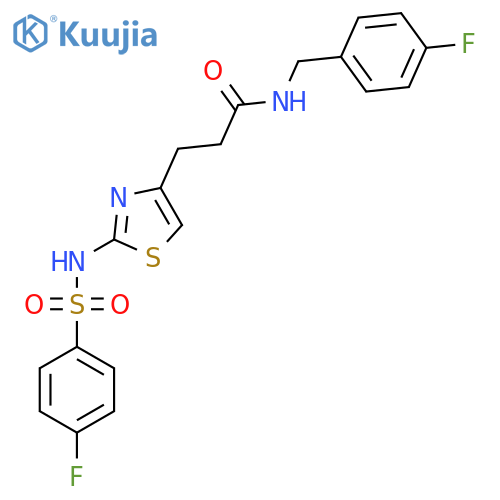 3-[2-(4-fluorobenzenesulfonamido)-1,3-thiazol-4-yl]-N-[(4-fluorophenyl)methyl]propanamide structure
