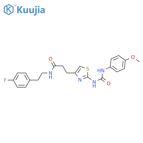 N-[2-(4-fluorophenyl)ethyl]-3-(2-{[(4-methoxyphenyl)carbamoyl]amino}-1,3-thiazol-4-yl)propanamide structure