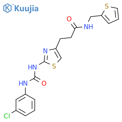 3-(2-{[(3-chlorophenyl)carbamoyl]amino}-1,3-thiazol-4-yl)-N-[(thiophen-2-yl)methyl]propanamide structure
