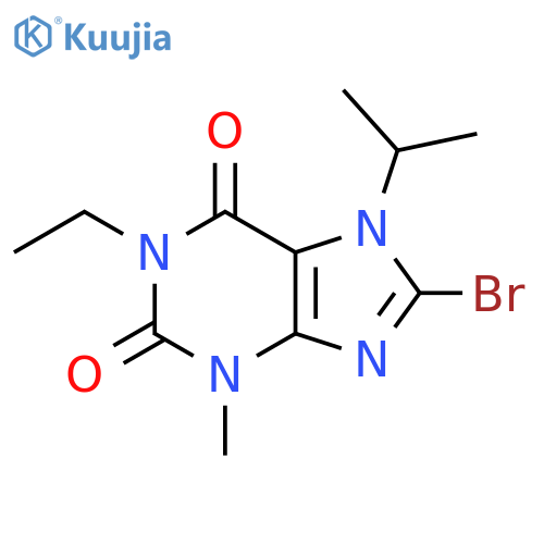 8-bromo-1-ethyl-3-methyl-7-(propan-2-yl)-2,3,6,7-tetrahydro-1H-purine-2,6-dione structure