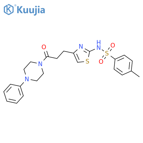 4-methyl-N-{4-[3-oxo-3-(4-phenylpiperazin-1-yl)propyl]-1,3-thiazol-2-yl}benzene-1-sulfonamide structure