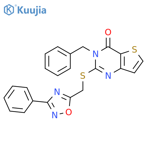 3-benzyl-2-{[(3-phenyl-1,2,4-oxadiazol-5-yl)methyl]sulfanyl}-3H,4H-thieno[3,2-d]pyrimidin-4-one structure
