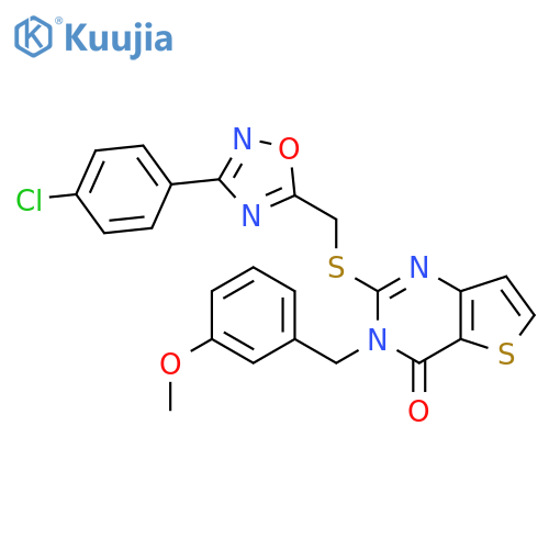 2-({[3-(4-chlorophenyl)-1,2,4-oxadiazol-5-yl]methyl}sulfanyl)-3-[(3-methoxyphenyl)methyl]-3H,4H-thieno[3,2-d]pyrimidin-4-one structure