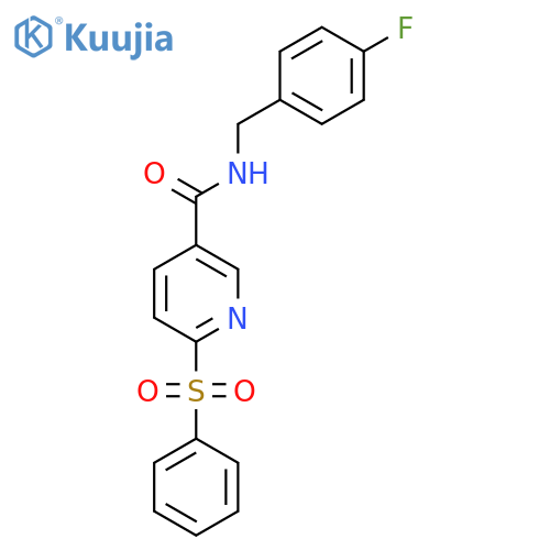 6-(benzenesulfonyl)-N-[(4-fluorophenyl)methyl]pyridine-3-carboxamide structure
