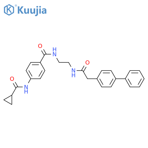 N-(4-{[2-(2-{[1,1'-biphenyl]-4-yl}acetamido)ethyl]carbamoyl}phenyl)cyclopropanecarboxamide structure