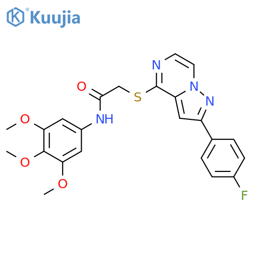 2-{[2-(4-fluorophenyl)pyrazolo[1,5-a]pyrazin-4-yl]sulfanyl}-N-(3,4,5-trimethoxyphenyl)acetamide structure