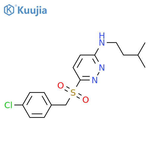 6-[(4-chlorophenyl)methanesulfonyl]-N-(3-methylbutyl)pyridazin-3-amine structure