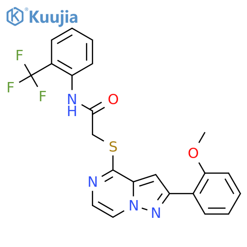2-{[2-(2-methoxyphenyl)pyrazolo[1,5-a]pyrazin-4-yl]sulfanyl}-N-[2-(trifluoromethyl)phenyl]acetamide structure