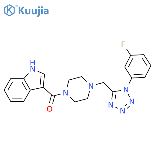 3-(4-{[1-(3-fluorophenyl)-1H-1,2,3,4-tetrazol-5-yl]methyl}piperazine-1-carbonyl)-1H-indole structure
