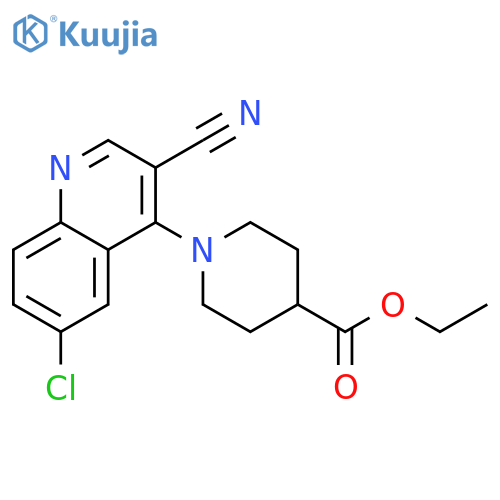 ethyl 1-(6-chloro-3-cyanoquinolin-4-yl)piperidine-4-carboxylate structure