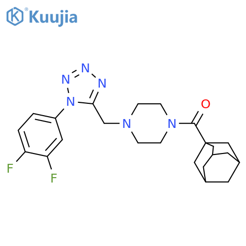 1-(adamantane-1-carbonyl)-4-{[1-(3,4-difluorophenyl)-1H-1,2,3,4-tetrazol-5-yl]methyl}piperazine structure