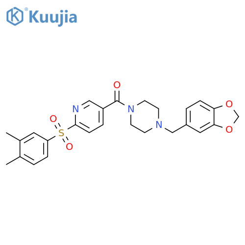 1-[(2H-1,3-benzodioxol-5-yl)methyl]-4-[6-(3,4-dimethylbenzenesulfonyl)pyridine-3-carbonyl]piperazine structure