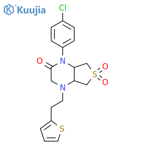 1-(4-chlorophenyl)-4-[2-(thiophen-2-yl)ethyl]-octahydro-6lambda6-thieno[3,4-b]pyrazine-2,6,6-trione structure