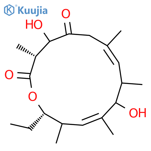 Erythronolide A,6,7,10,11-tetradehydro-4-demethyl-9-deoxo-5,6,11,12-tetradeoxy-9-hydroxy-4-oxo-,(3x,6E,8x,10E,12x,13S)- (9CI) structure