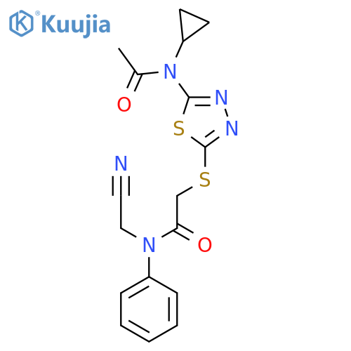 N-(cyanomethyl)-2-{[5-(N-cyclopropylacetamido)-1,3,4-thiadiazol-2-yl]sulfanyl}-N-phenylacetamide structure