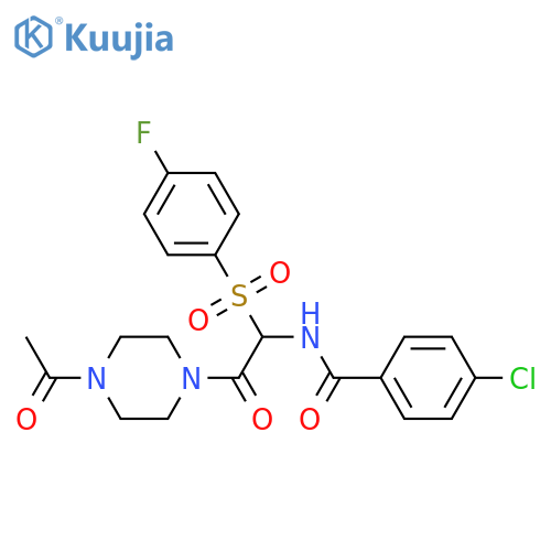 N-[2-(4-acetylpiperazin-1-yl)-1-(4-fluorobenzenesulfonyl)-2-oxoethyl]-4-chlorobenzamide structure