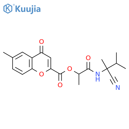 1-[(1-cyano-1,2-dimethylpropyl)carbamoyl]ethyl 6-methyl-4-oxo-4H-chromene-2-carboxylate structure