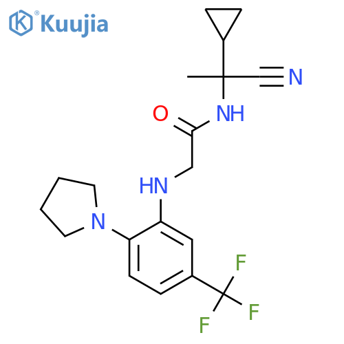 N-(1-Cyano-1-cyclopropylethyl)-2-[2-pyrrolidin-1-yl-5-(trifluoromethyl)anilino]acetamide structure