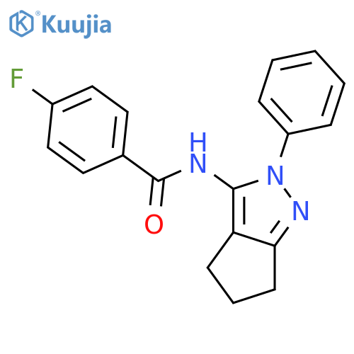4-fluoro-N-{2-phenyl-2H,4H,5H,6H-cyclopenta[c]pyrazol-3-yl}benzamide structure