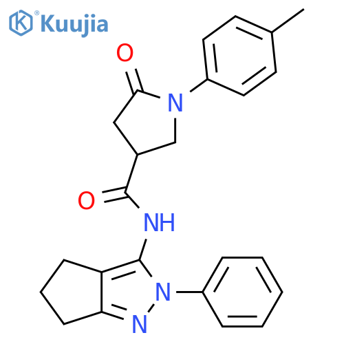 1-(4-methylphenyl)-5-oxo-N-{2-phenyl-2H,4H,5H,6H-cyclopenta[c]pyrazol-3-yl}pyrrolidine-3-carboxamide structure