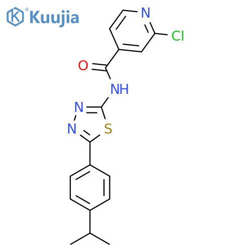 2-chloro-N-{5-[4-(propan-2-yl)phenyl]-1,3,4-thiadiazol-2-yl}pyridine-4-carboxamide structure
