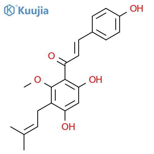 (E)-1-[4,6-dihydroxy-2-methoxy-3-(3-methylbut-2-enyl)phenyl]-3-(4-hydroxyphenyl)prop-2-en-1-one structure