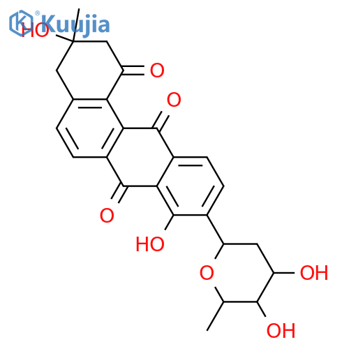 Benz[a]anthracene-1,7,12(2H)-trione,9-(2,6-dideoxy-b-D-arabino-hexopyranosyl)-3,4-dihydro-3,8-dihydroxy-3-methyl-,(3R)- structure