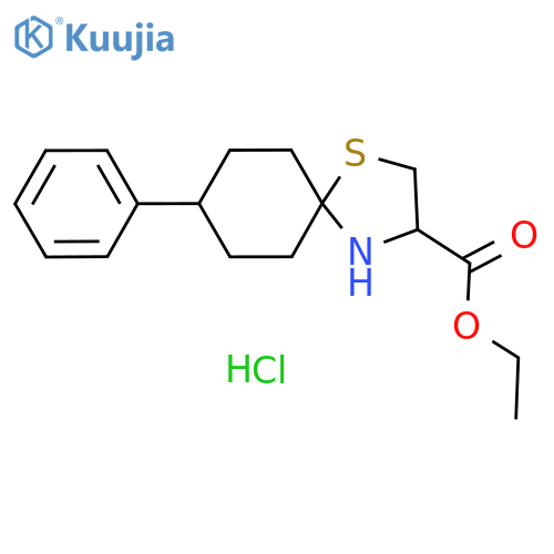 Ethyl 8-phenyl-1-thia-4-azaspiro4.5decane-3-carboxylate hydrachloride structure