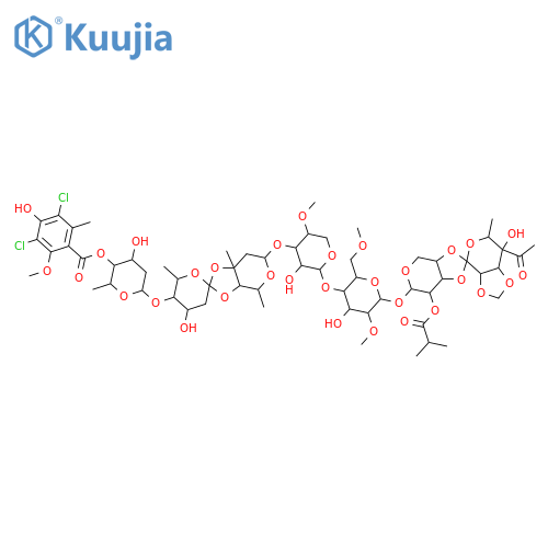 b-D-Mannopyranoside,O-(1R)-4-C-acetyl-6-deoxy-2,3-O-methylene-D-galactopyranosylidene-(1®3-4)-2-O-(2-methyl-1-oxopropyl)-a-L-lyxopyranosylO-2,6-dideoxy-4-O-(3,5-dichloro-4-hydroxy-2-methoxy-6-methylbenzoyl)-b-D-arabino-hexopyranosyl-(1®4)-O-2,6-dideoxy-D-arabino-hexopyranosylidene-(1®3-4)-O-2,6-dideoxy-3-C-methyl-b-D-arabino-hexopyranosyl-(1®3)-O-4-O-methyl-a-L-arabinopyranosyl-(1®4)-2,6-di-O-methyl- (9CI) structure