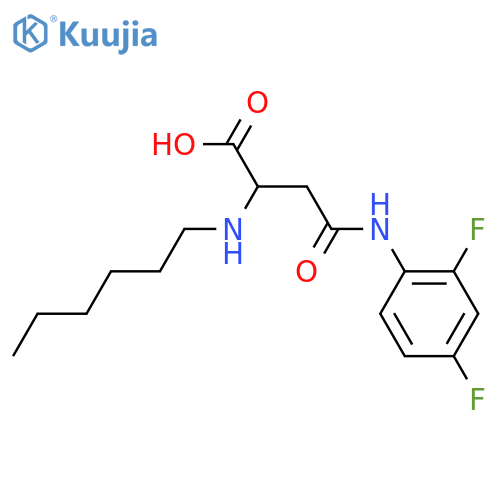 3-[(2,4-difluorophenyl)carbamoyl]-2-(hexylamino)propanoic acid structure