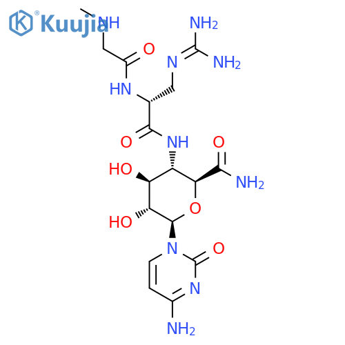 b-D-Glucopyranuronamide,4-[[N-methylglycyl-3-[(aminoiminomethyl)amino]-D-alanyl]amino]-1-(4-amino-2-oxo-1(2H)-pyrimidinyl)-1,4-dideoxy-(9CI) structure