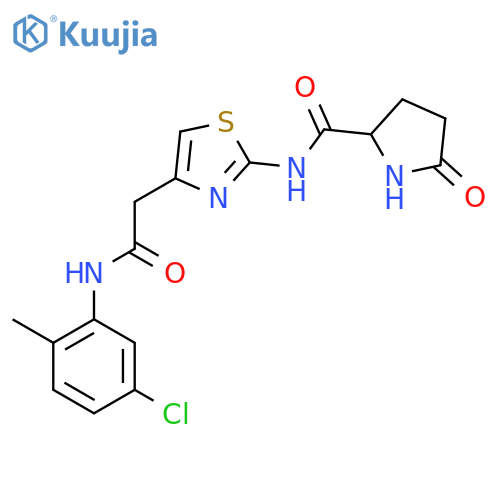 N-(4-{[(5-chloro-2-methylphenyl)carbamoyl]methyl}-1,3-thiazol-2-yl)-5-oxopyrrolidine-2-carboxamide structure