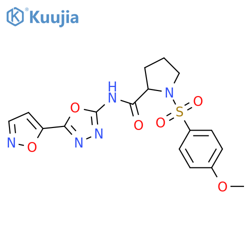 1-(4-methoxybenzenesulfonyl)-N-[5-(1,2-oxazol-5-yl)-1,3,4-oxadiazol-2-yl]pyrrolidine-2-carboxamide structure