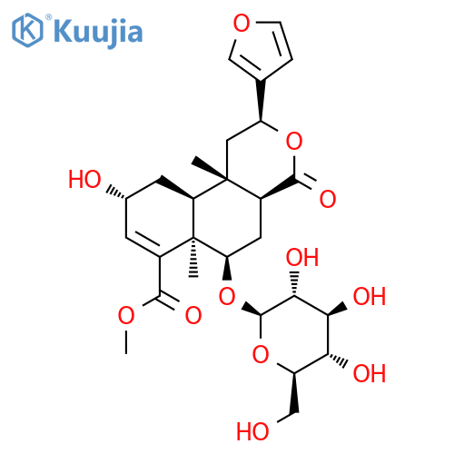 2H-Naphtho[2,1-c]pyran-7-carboxylicacid, 2-(3-furanyl)-6-(b-D-glucopyranosyloxy)-1,4,4a,5,6,6a,9,10,10a,10b-decahydro-9-hydroxy-6a,10b-dimethyl-4-oxo-,methyl ester, (2S,4aS,6R,6aR,9R,10aS,10bS)- structure