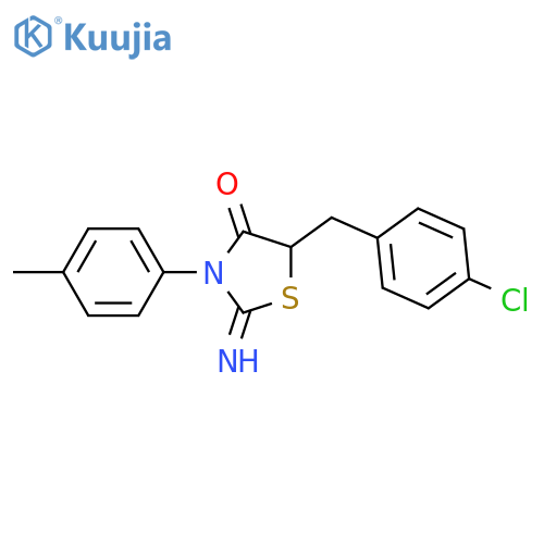 5-[(4-chlorophenyl)methyl]-2-imino-3-(4-methylphenyl)-1,3-thiazolidin-4-one structure