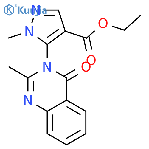 1H-Pyrazole-4-carboxylicacid, 1-methyl-5-(2-methyl-4-oxo-3(4H)-quinazolinyl)-, ethyl ester structure