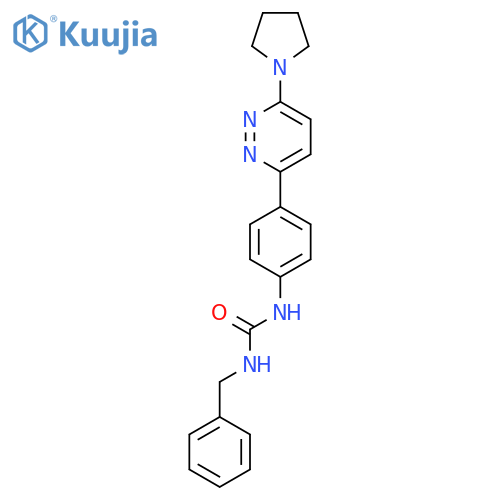 1-benzyl-3-{4-[6-(pyrrolidin-1-yl)pyridazin-3-yl]phenyl}urea structure