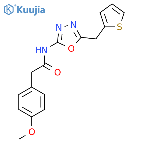2-(4-methoxyphenyl)-N-{5-[(thiophen-2-yl)methyl]-1,3,4-oxadiazol-2-yl}acetamide structure