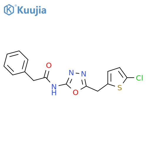 N-{5-[(5-chlorothiophen-2-yl)methyl]-1,3,4-oxadiazol-2-yl}-2-phenylacetamide structure