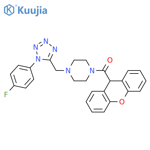 1-{[1-(4-fluorophenyl)-1H-1,2,3,4-tetrazol-5-yl]methyl}-4-(9H-xanthene-9-carbonyl)piperazine structure