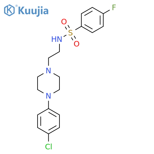 N-{2-[4-(4-chlorophenyl)piperazin-1-yl]ethyl}-4-fluorobenzene-1-sulfonamide structure
