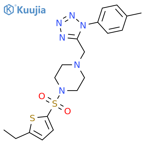 1-[(5-ethylthiophen-2-yl)sulfonyl]-4-{[1-(4-methylphenyl)-1H-1,2,3,4-tetrazol-5-yl]methyl}piperazine structure